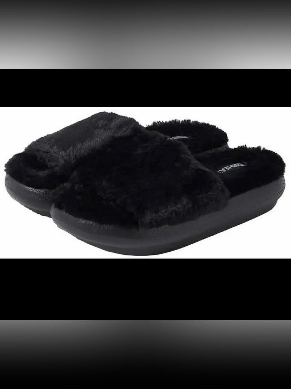 32 Degrees Heat Plush Fuzzy Warm Slippers With Faux Fur Cushion Slides 5-6 M
